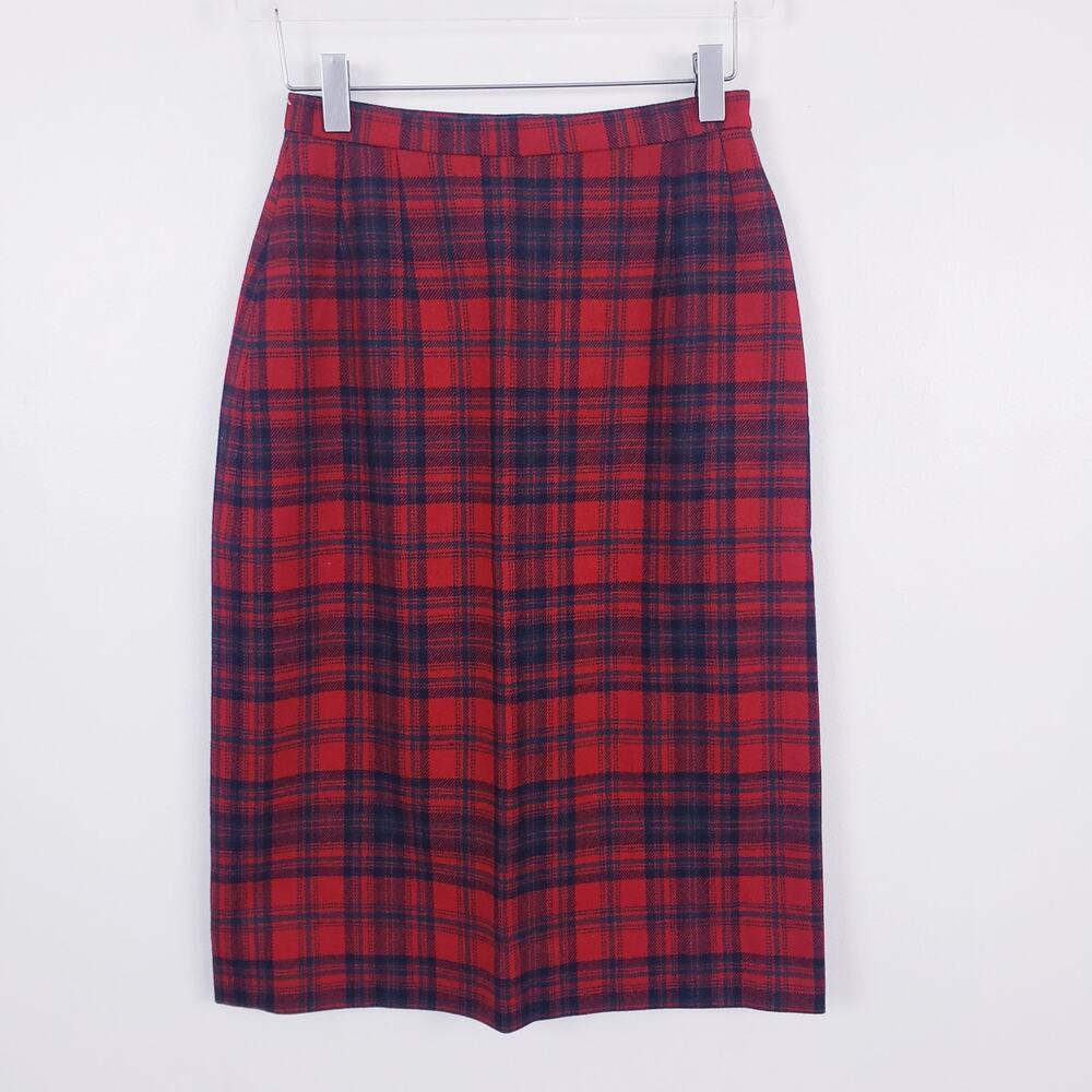 1960's Made in USA Vintage Pendleton Christmas Plaid Lined Pencil Skirt